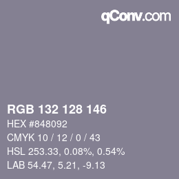 カラーコード: RGB 132 128 146 | qconv.com