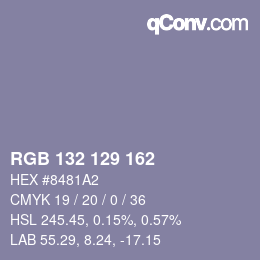 カラーコード: RGB 132 129 162 | qconv.com