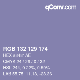 Color code: RGB 132 129 174 | qconv.com