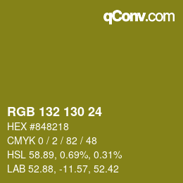 カラーコード: RGB 132 130 24 | qconv.com