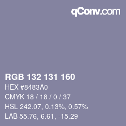 Farbcode: RGB 132 131 160 | qconv.com