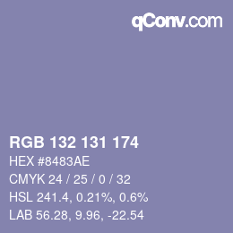 カラーコード: RGB 132 131 174 | qconv.com