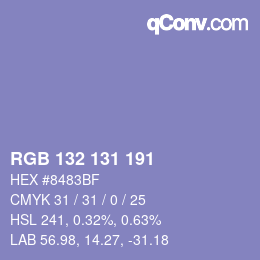 Color code: RGB 132 131 191 | qconv.com