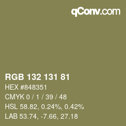 Código de color: RGB 132 131 81 | qconv.com