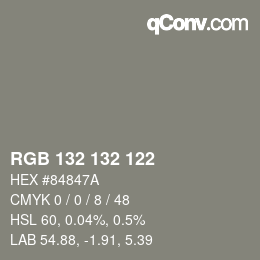 Color code: RGB 132 132 122 | qconv.com