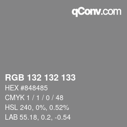 Farbcode: RGB 132 132 133 | qconv.com