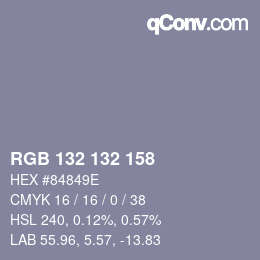 Color code: RGB 132 132 158 | qconv.com