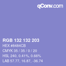 Color code: RGB 132 132 203 | qconv.com