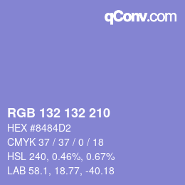 Color code: RGB 132 132 210 | qconv.com
