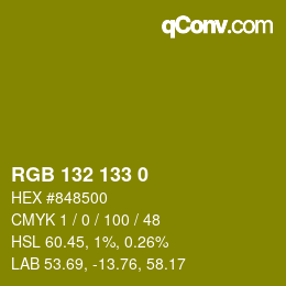 Color code: RGB 132 133 0 | qconv.com