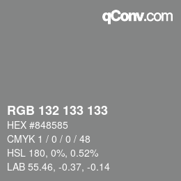 Color code: RGB 132 133 133 | qconv.com