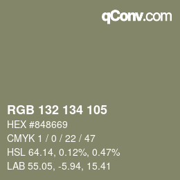 カラーコード: RGB 132 134 105 | qconv.com