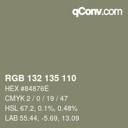 颜色代码: RGB 132 135 110 | qconv.com