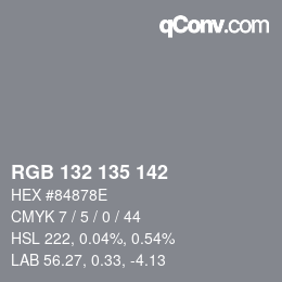 Color code: RGB 132 135 142 | qconv.com