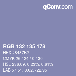 Color code: RGB 132 135 178 | qconv.com