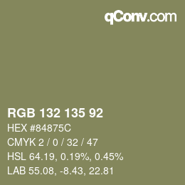 カラーコード: RGB 132 135 92 | qconv.com