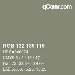 Farbcode: RGB 132 136 116 | qconv.com