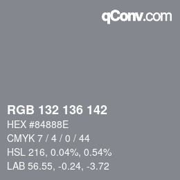 Color code: RGB 132 136 142 | qconv.com