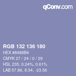 Color code: RGB 132 136 180 | qconv.com
