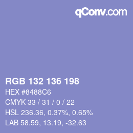 Color code: RGB 132 136 198 | qconv.com