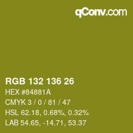 Color code: RGB 132 136 26 | qconv.com