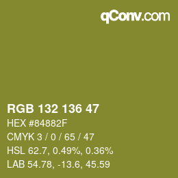 Color code: RGB 132 136 47 | qconv.com