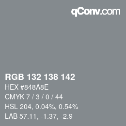 カラーコード: RGB 132 138 142 | qconv.com