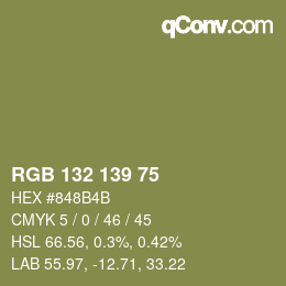 颜色代码: RGB 132 139 75 | qconv.com