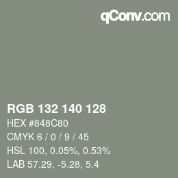 カラーコード: RGB 132 140 128 | qconv.com