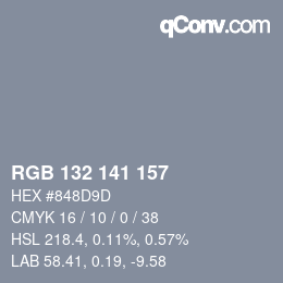 カラーコード: RGB 132 141 157 | qconv.com