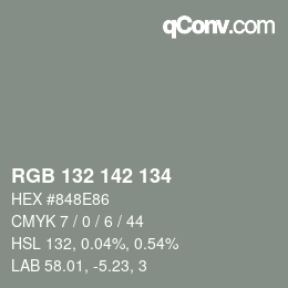 Color code: RGB 132 142 134 | qconv.com