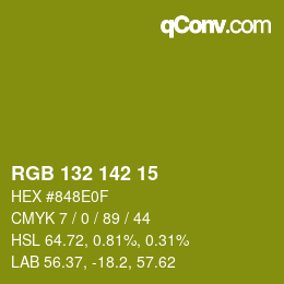 カラーコード: RGB 132 142 15 | qconv.com