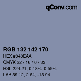 颜色代码: RGB 132 142 170 | qconv.com