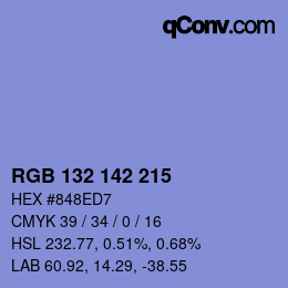 Color code: RGB 132 142 215 | qconv.com