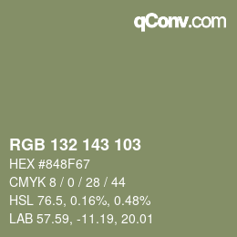 颜色代码: RGB 132 143 103 | qconv.com