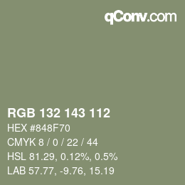 Código de color: RGB 132 143 112 | qconv.com