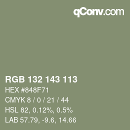 Farbcode: RGB 132 143 113 | qconv.com