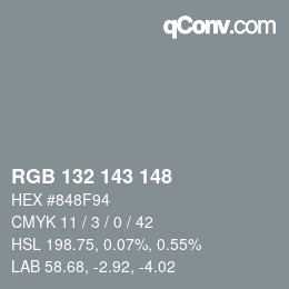 カラーコード: RGB 132 143 148 | qconv.com