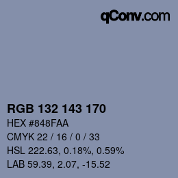 颜色代码: RGB 132 143 170 | qconv.com