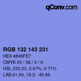カラーコード: RGB 132 143 231 | qconv.com