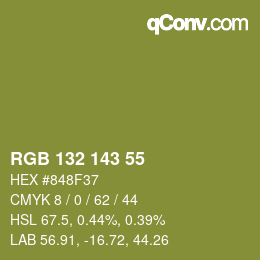 カラーコード: RGB 132 143 55 | qconv.com