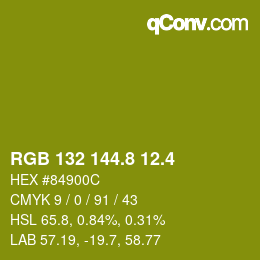 カラーコード: RGB 132 144.8 12.4 | qconv.com