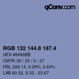 カラーコード: RGB 132 144.8 187.4 | qconv.com
