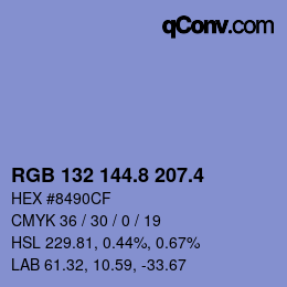 カラーコード: RGB 132 144.8 207.4 | qconv.com