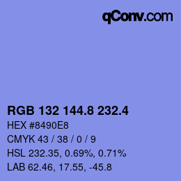 カラーコード: RGB 132 144.8 232.4 | qconv.com