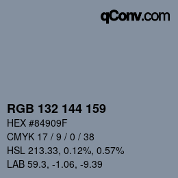 Color code: RGB 132 144 159 | qconv.com