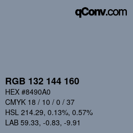 Color code: RGB 132 144 160 | qconv.com