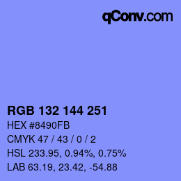 カラーコード: RGB 132 144 251 | qconv.com