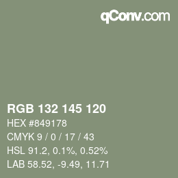 Farbcode: RGB 132 145 120 | qconv.com