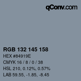Color code: RGB 132 145 158 | qconv.com